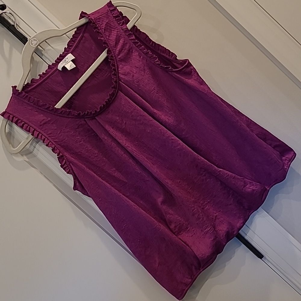 Loft petite  sz LP purple blouson blouse